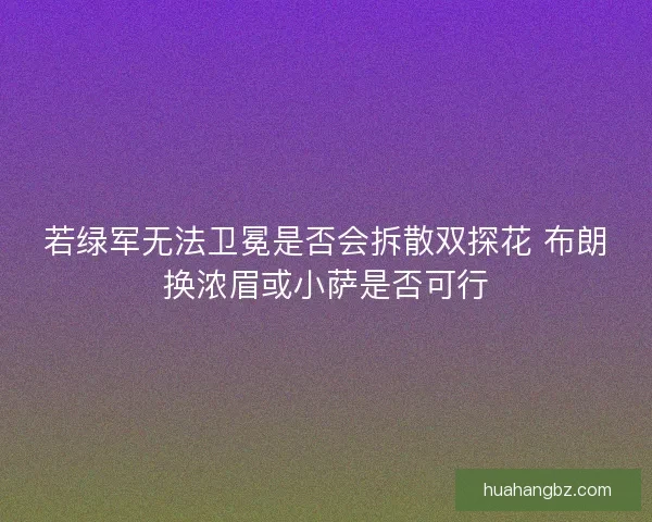 若绿军无法卫冕是否会拆散双探花 布朗换浓眉或小萨是否可行 若绿军无法卫冕是否会拆散双探花 布朗换浓眉或小萨是否可行